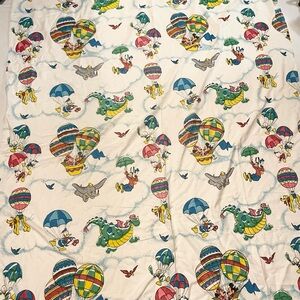 Vintage Disney Blanket Pete’s Dragon Mickey Minnie Dumbo Hot Air Balloon